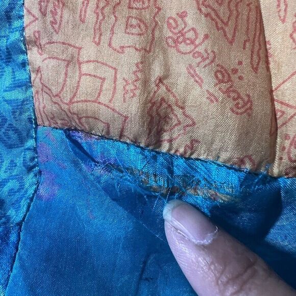 Silk Patchwork Maxi Reversible‎ Dress Womens Sz. Medium Gypsy  Boho Colorful - Picture 13 of 13